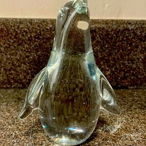 Vintage Art Glass Clear Penguin Figurine